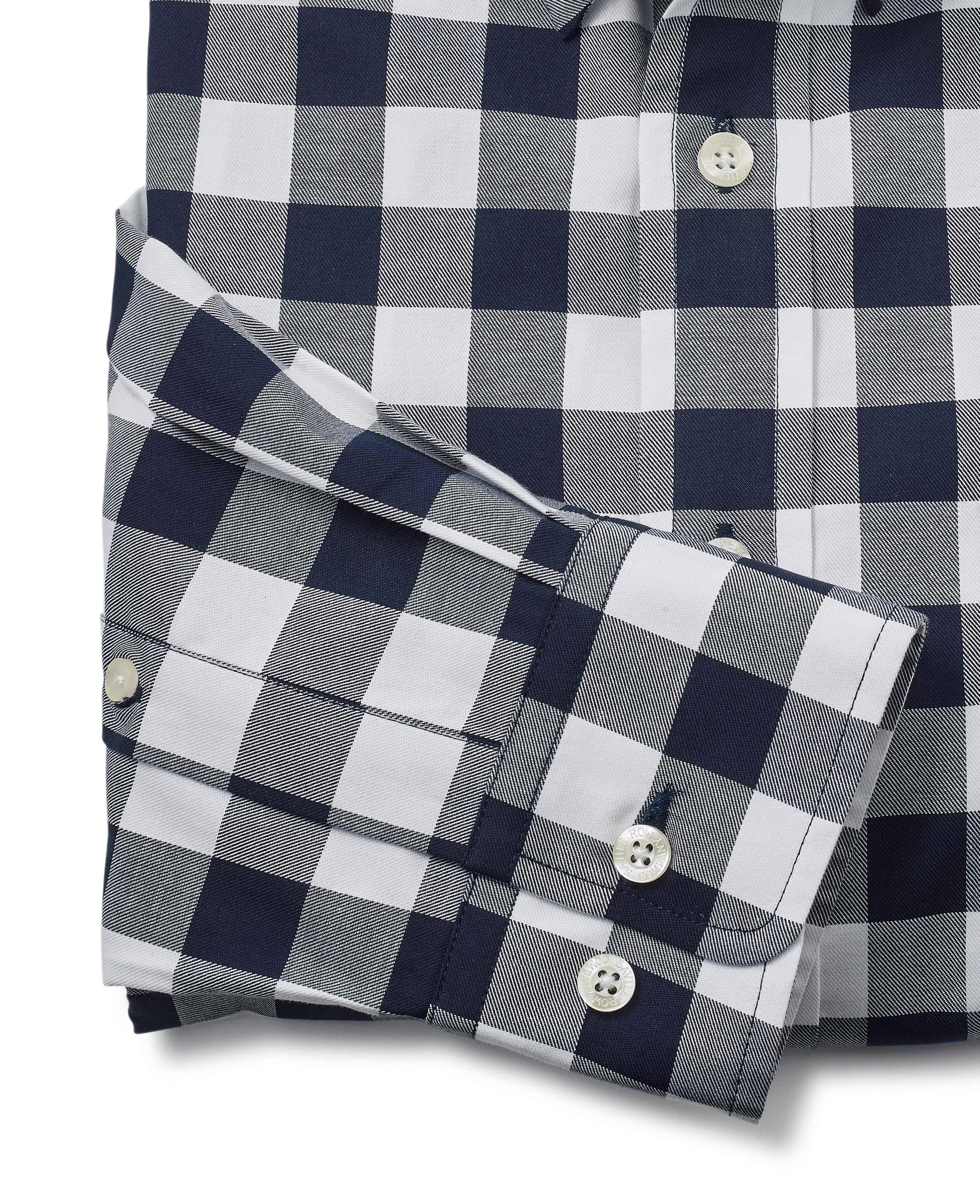 Navy White Bold Check Button-Down Shirt