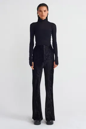 Nu Pleated Velvet Trousers Black