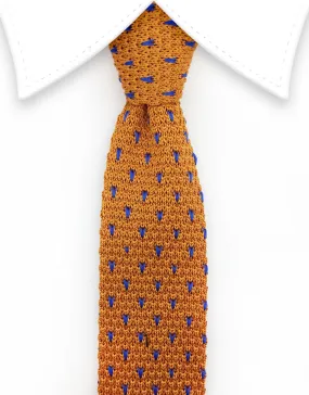 Orange & Blue Knit Skinny Tie