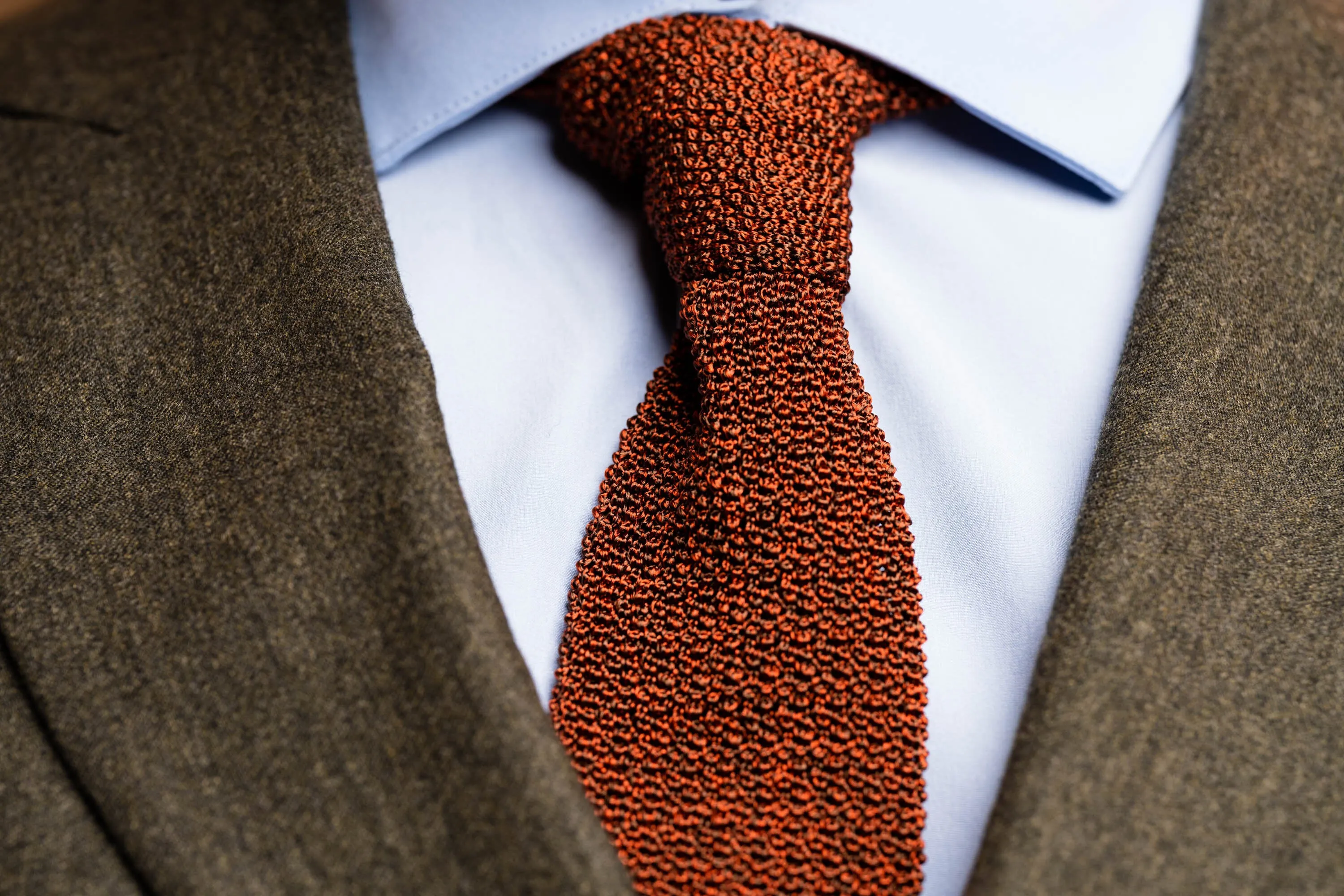 Orange & Brown Mottled Silk Knit Tie