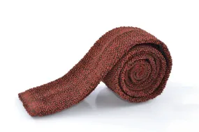 Orange & Brown Mottled Silk Knit Tie