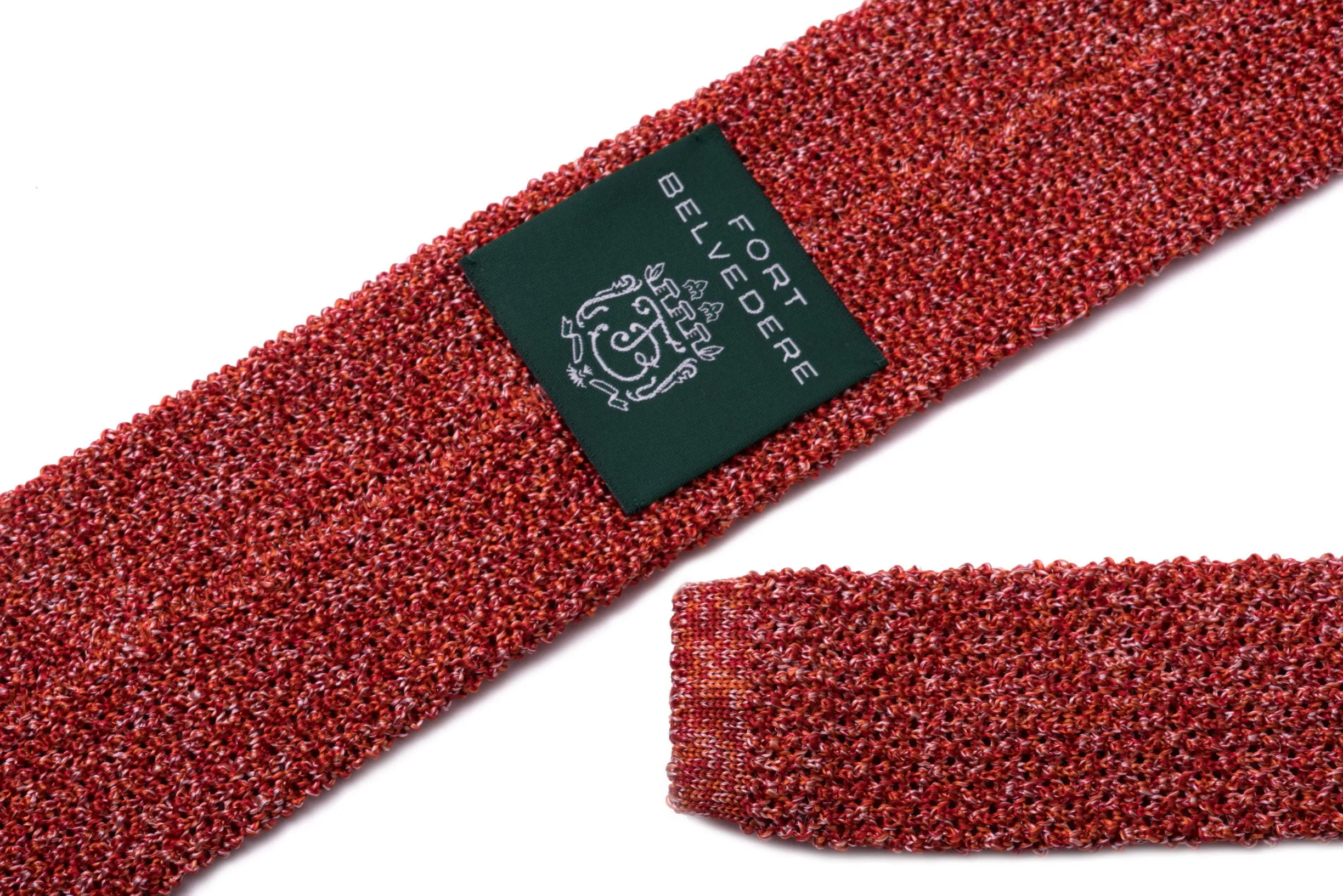 Orange & Red Mottled Silk Knit Tie