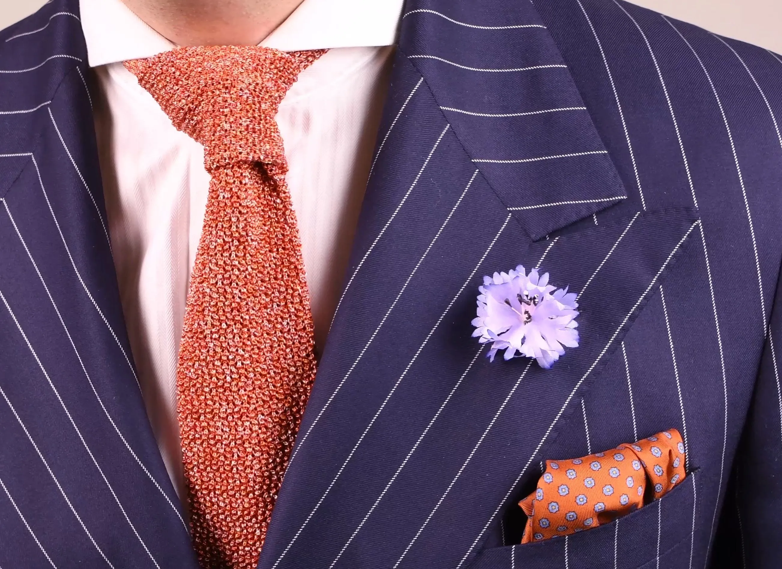 Orange & Red Mottled Silk Knit Tie