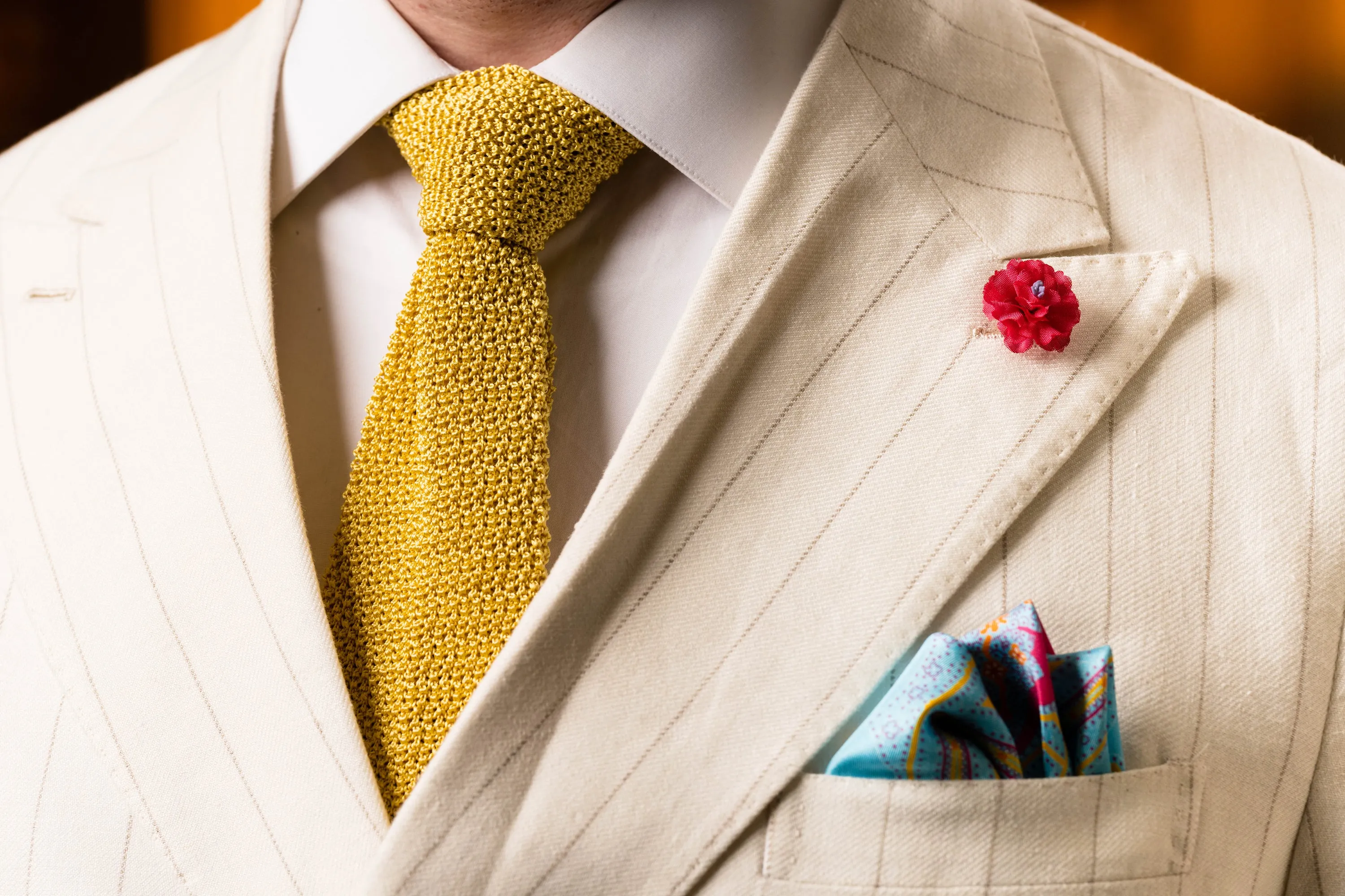 Pale Yellow Silk Knit Tie