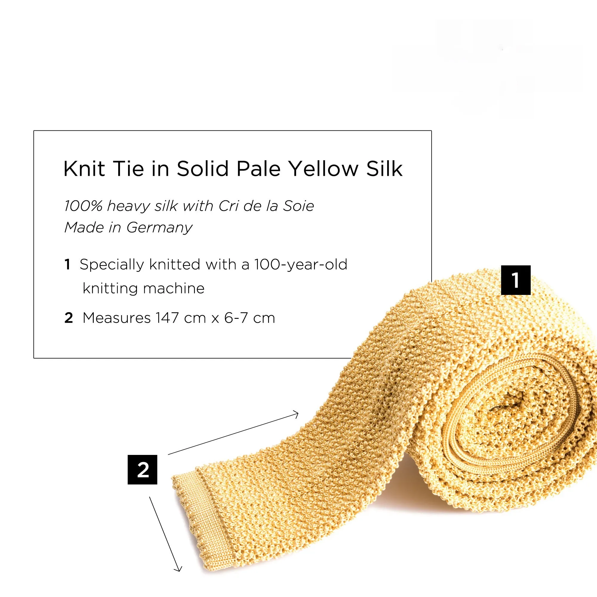 Pale Yellow Silk Knit Tie