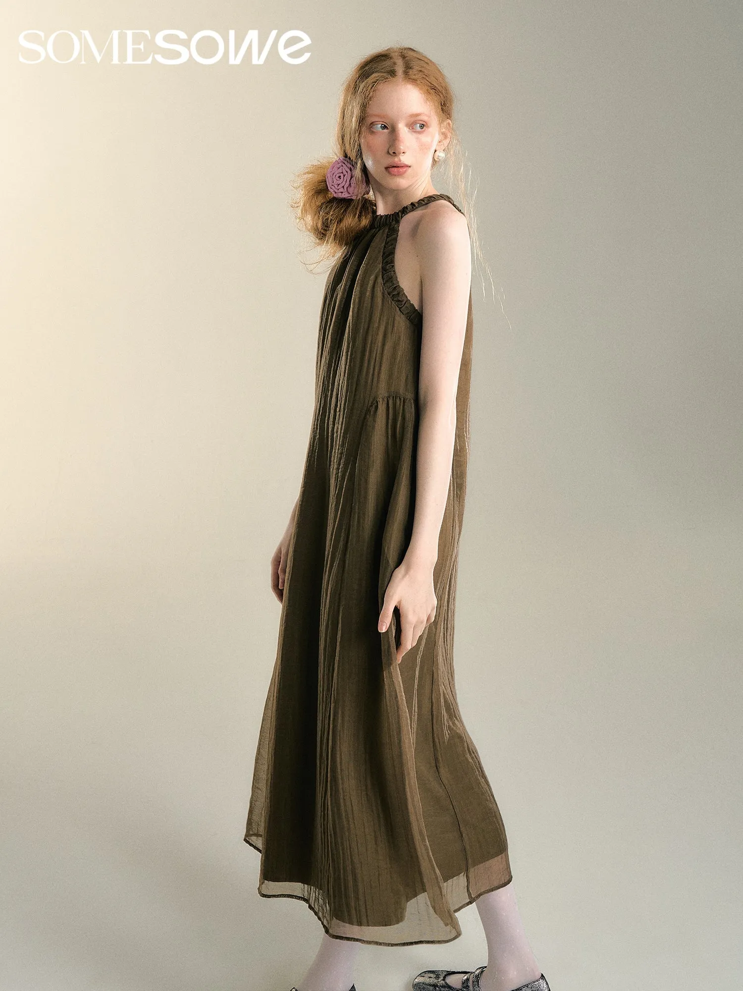 Pleated Halterneck Dress