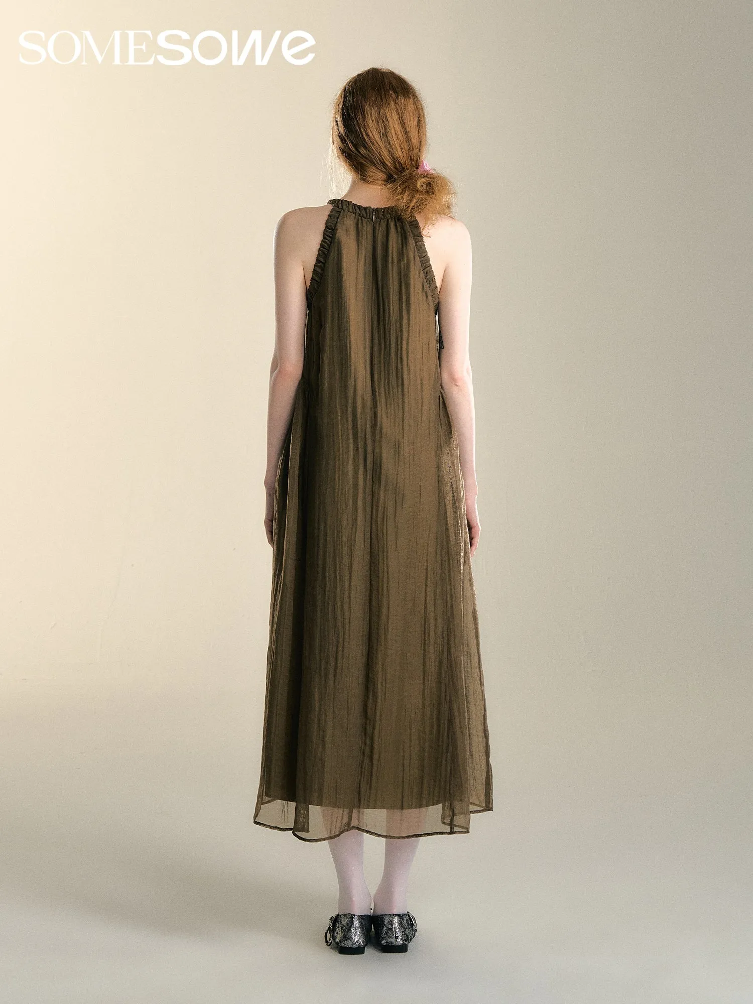 Pleated Halterneck Dress