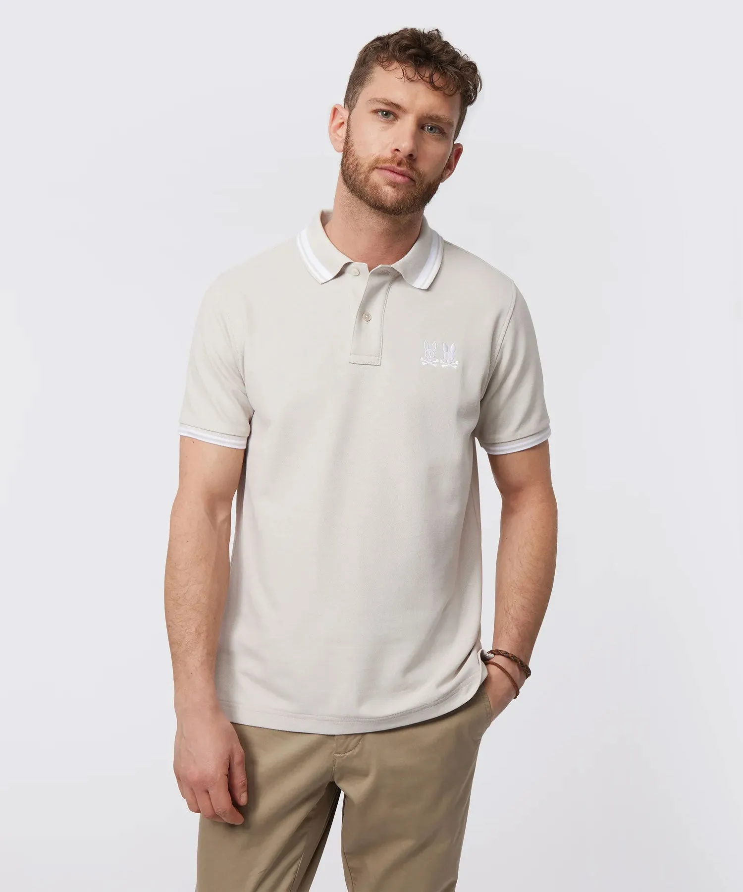 Psycho Bunny Kingwood Pique Polo - Natural Linen