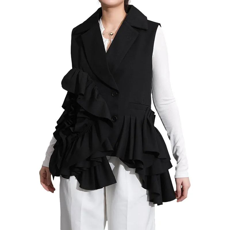 Ruffles Loose Black Blazer