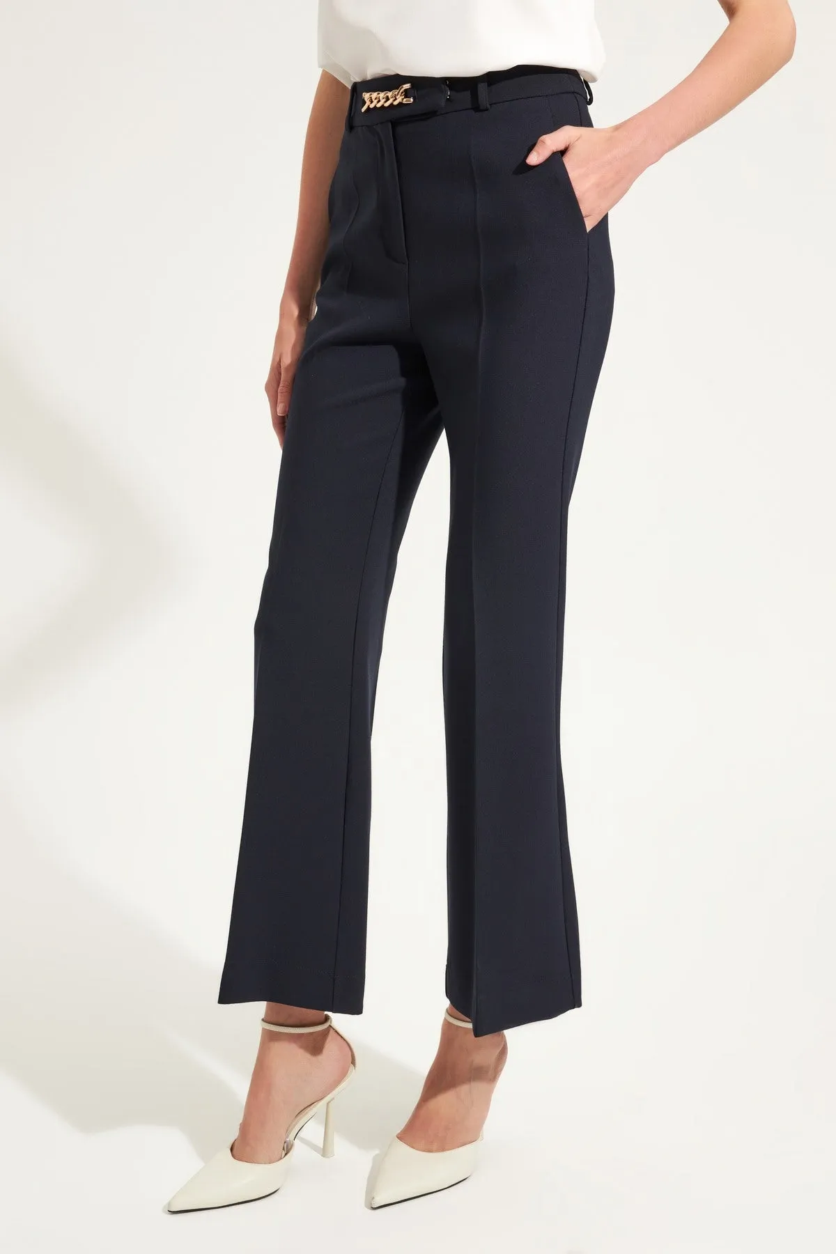 Setre Fitted Bell-Bottom Trousers D. Navy