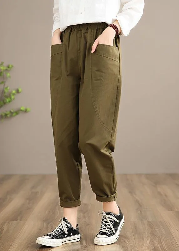 Simple Khaki Trousers Slim Spring elastic waist Wardrobes Pant