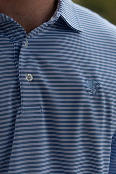 Sky Blue Striped Performance Polo