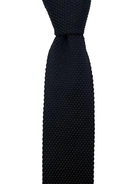 Solid Black Men's Knit Necktie