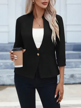 Solid Single Button Blazer