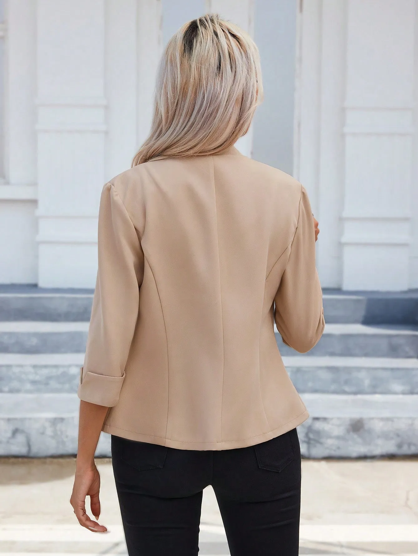 Solid Single Button Blazer