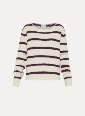 striped soft wool boat neck sweater