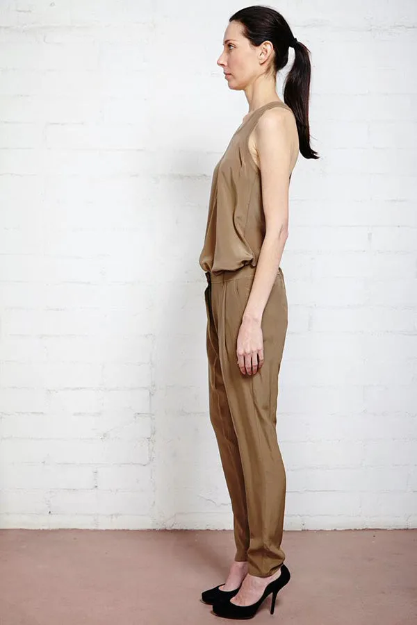 Taupe Pelag Silk Pleated Trousers (Sold Out)