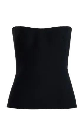 Una Top in Black Wool Silk Cady