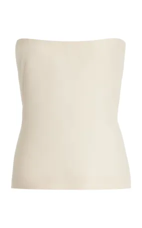 Una Top in Ivory Wool Silk Cady