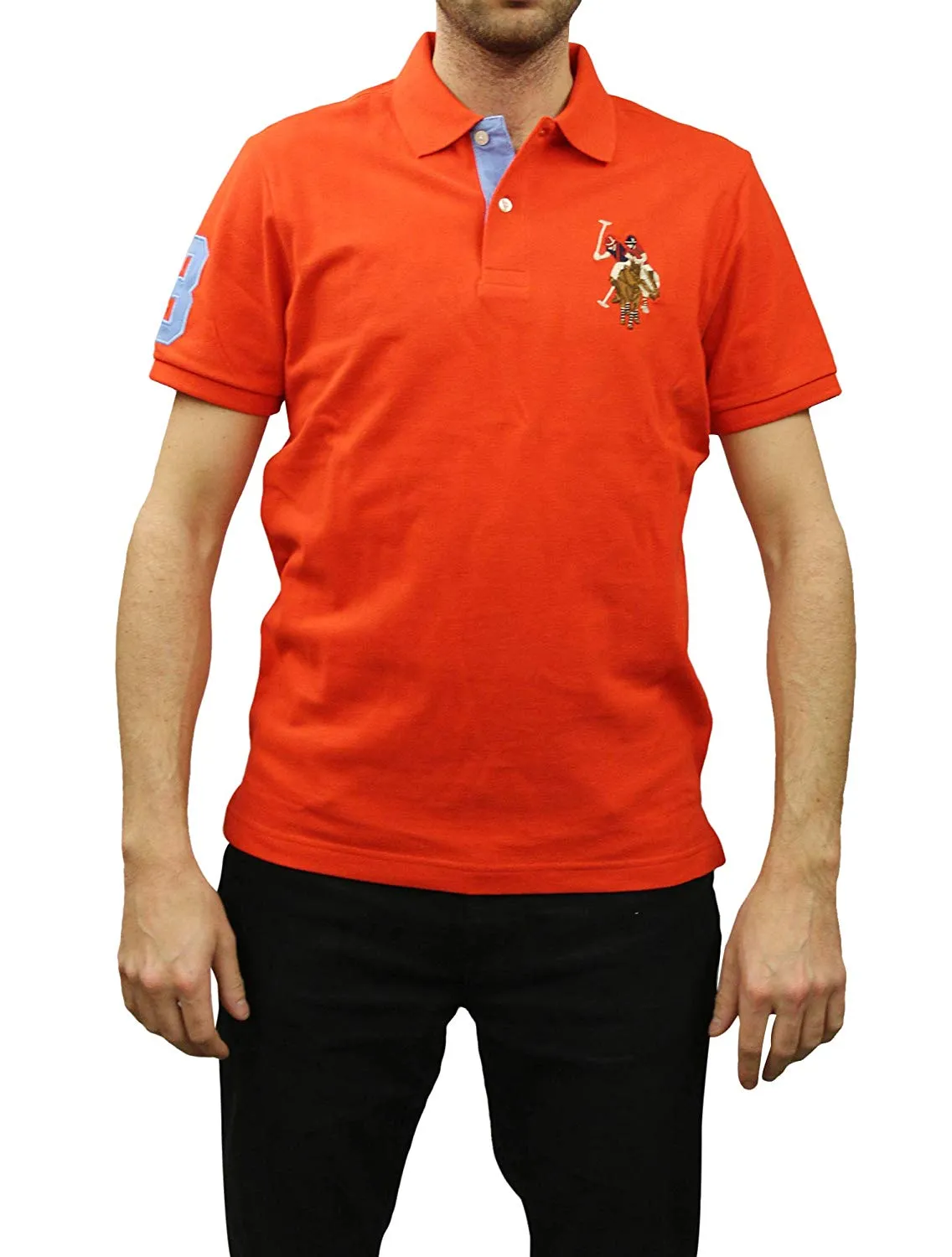 U.S. Polo Assn. Men's Short-Sleeve Pique Polo Shirt with Multi-Color Pony Logo