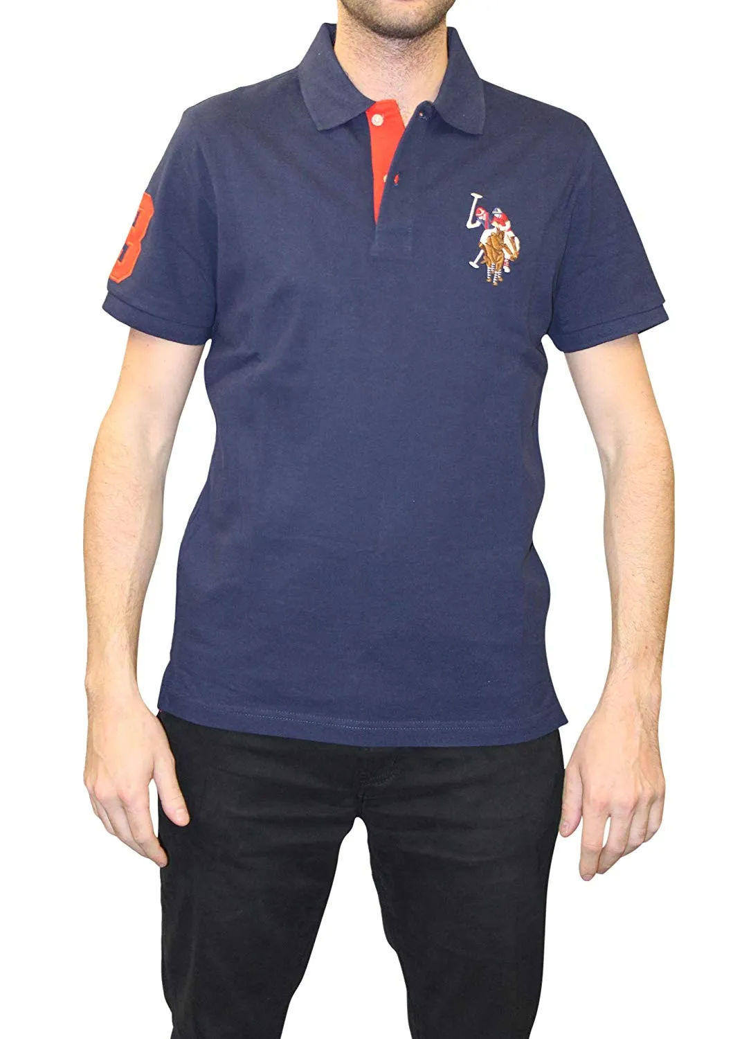 U.S. Polo Assn. Men's Short-Sleeve Pique Polo Shirt with Multi-Color Pony Logo