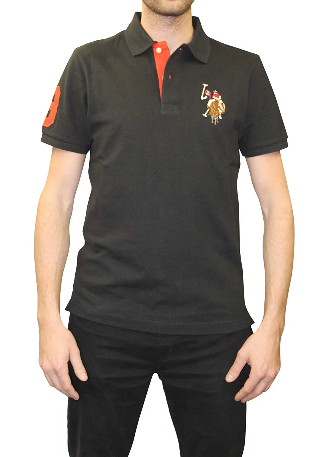 U.S. Polo Assn. Men's Short-Sleeve Pique Polo Shirt with Multi-Color Pony Logo