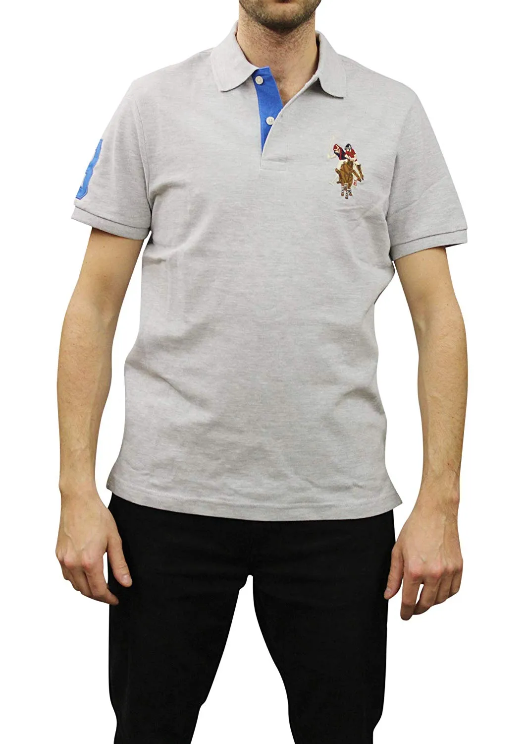 U.S. Polo Assn. Men's Short-Sleeve Pique Polo Shirt with Multi-Color Pony Logo