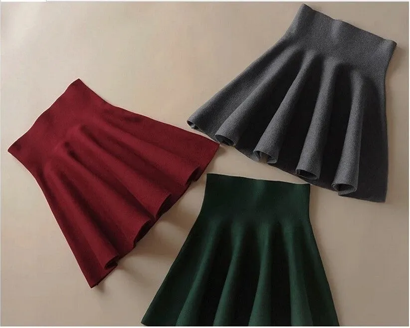 VenusFox Casual Elastic High Waist Knitted mini Skirts