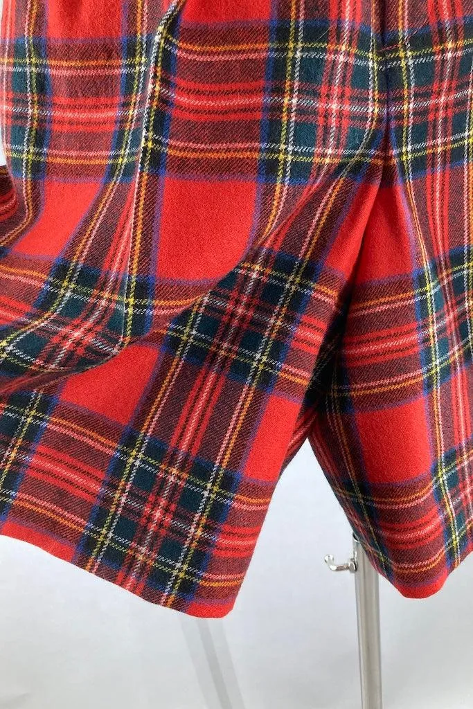 Vintage Red Tartan Wool Shorts