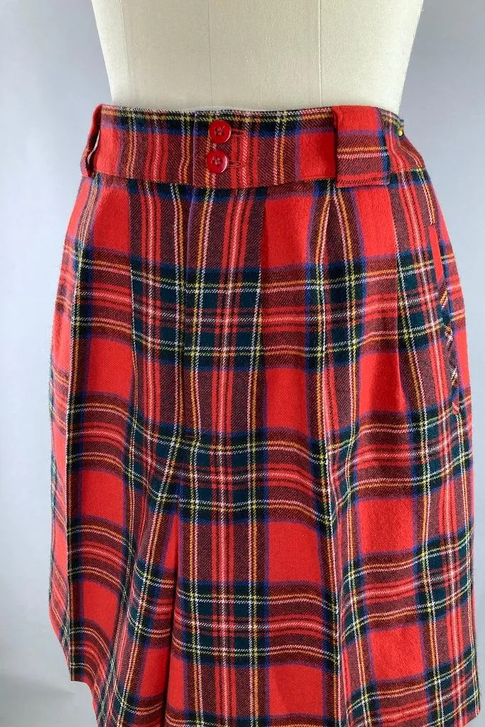 Vintage Red Tartan Wool Shorts