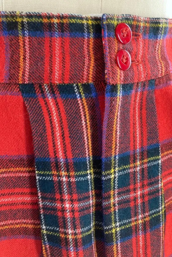 Vintage Red Tartan Wool Shorts