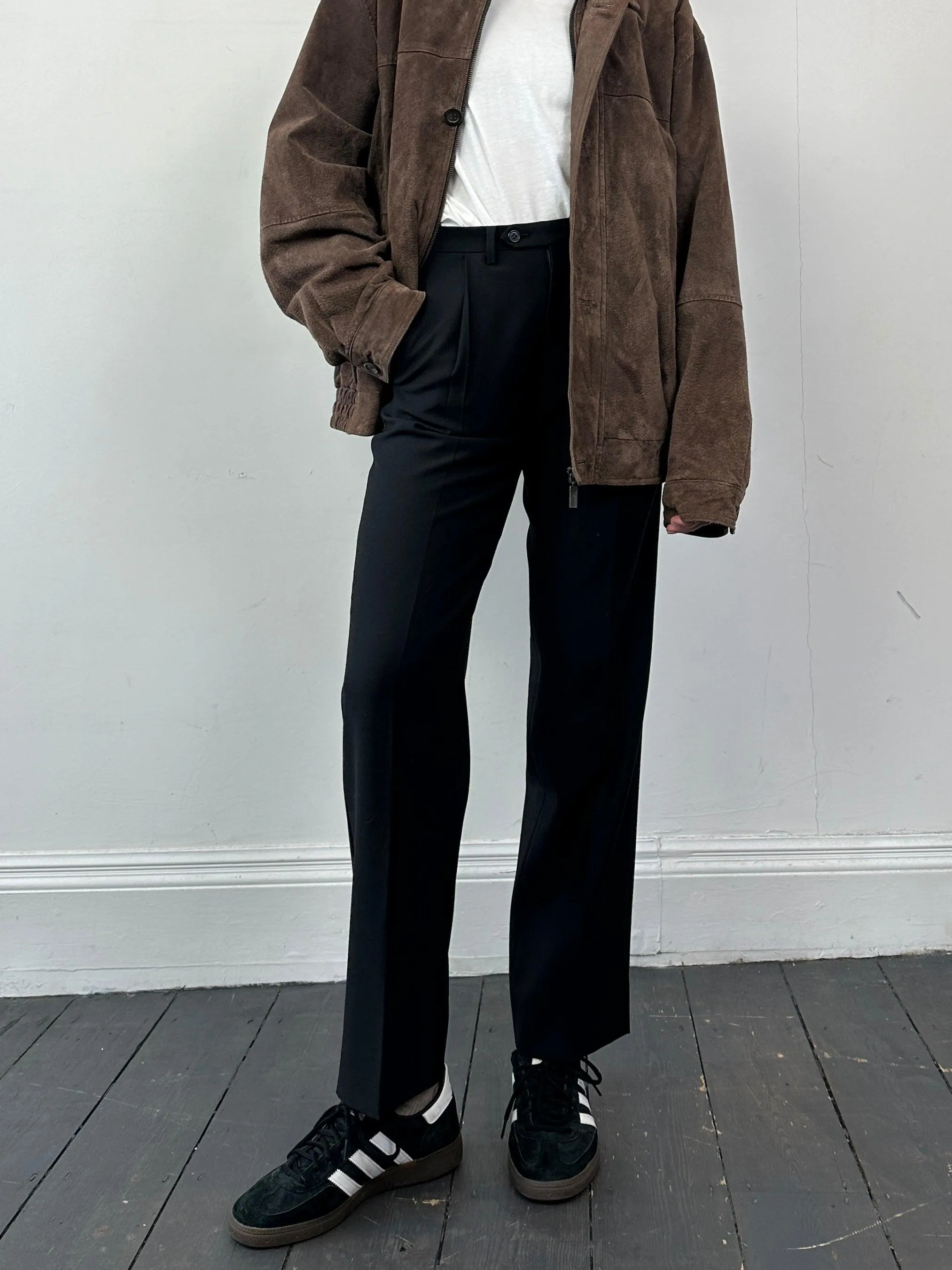 Vintage Wool Tuxedo Straight Leg Trousers - W28