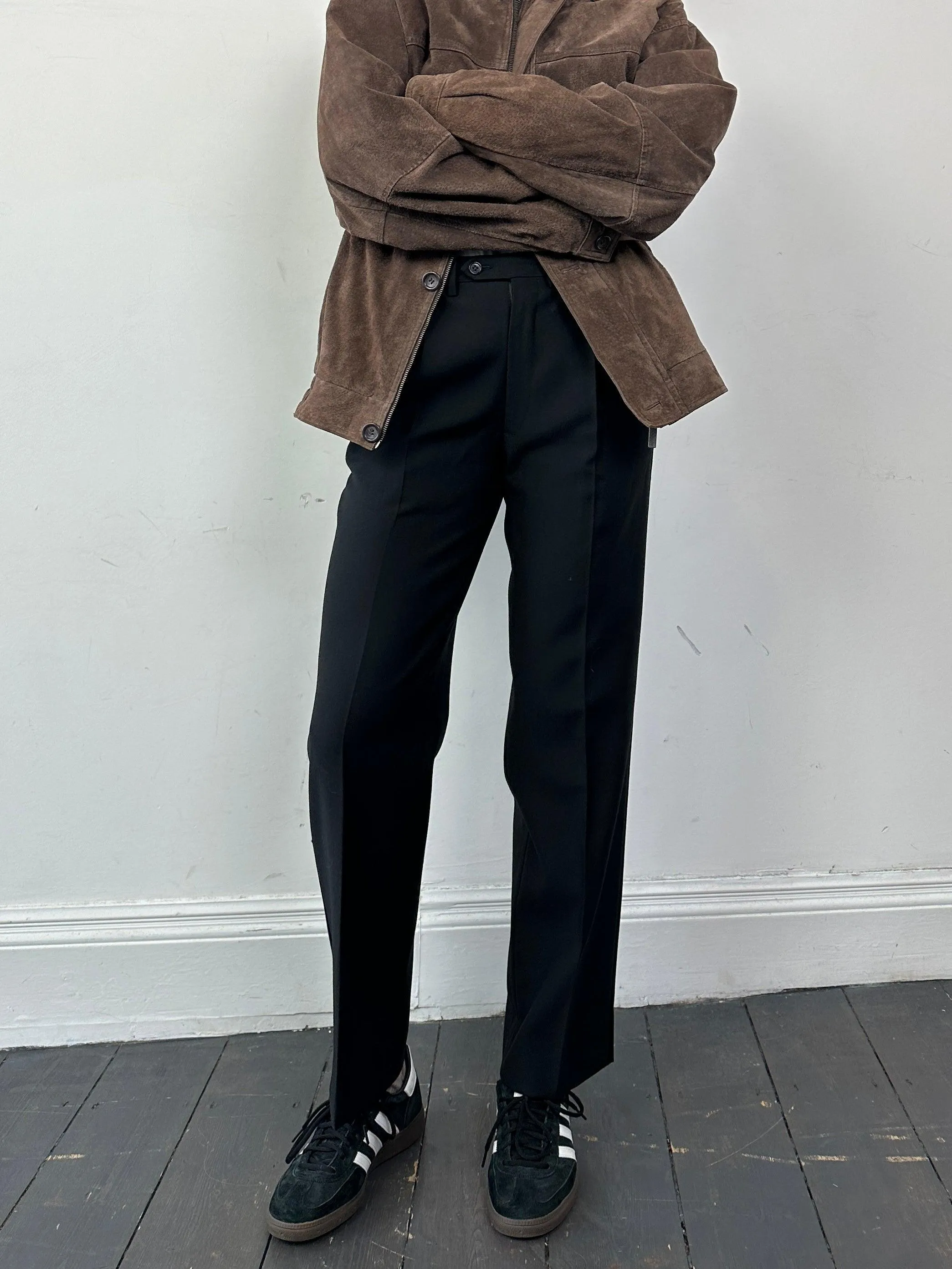 Vintage Wool Tuxedo Straight Leg Trousers - W28