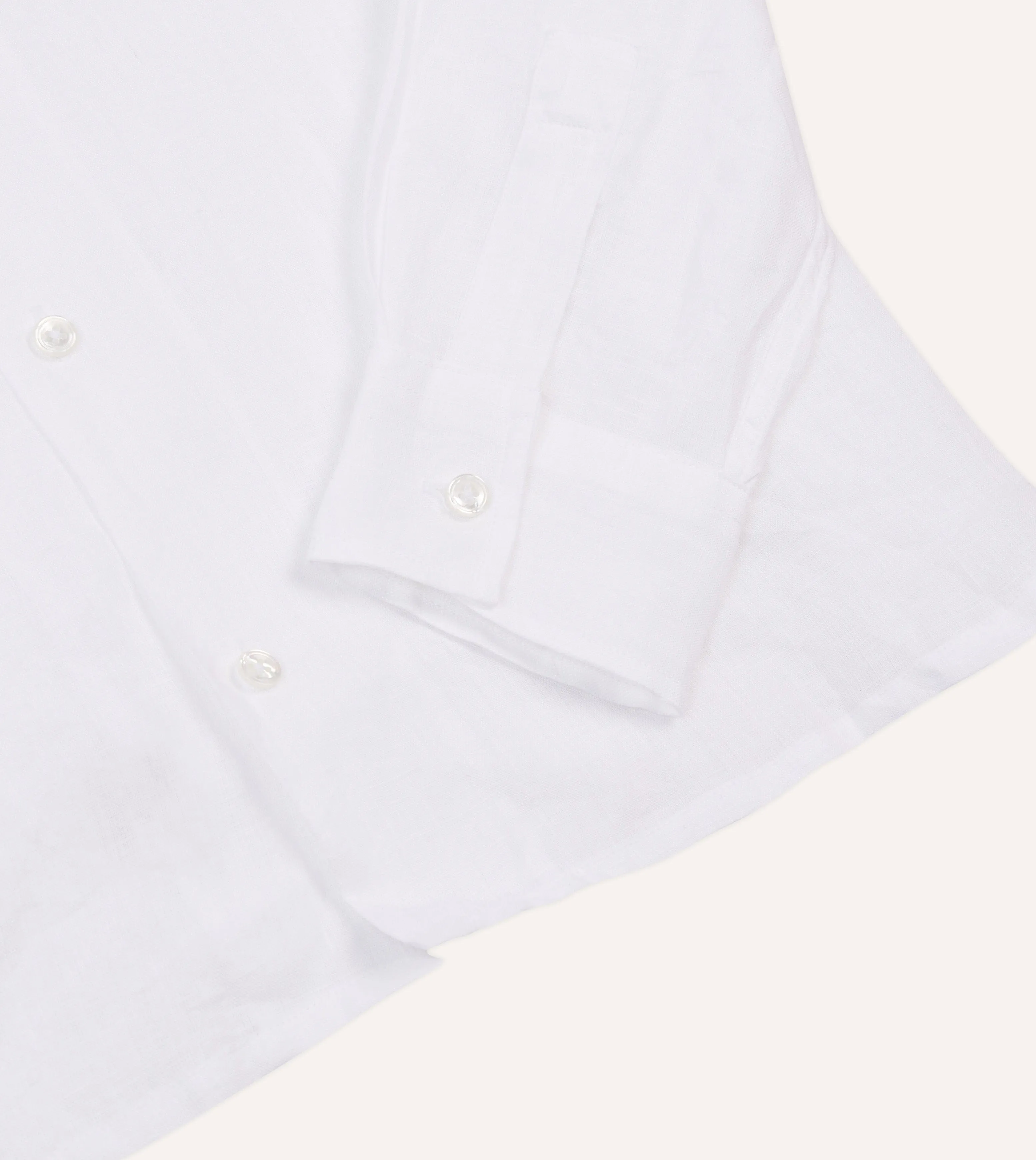 White Linen Camp Collar Long Sleeve Shirt