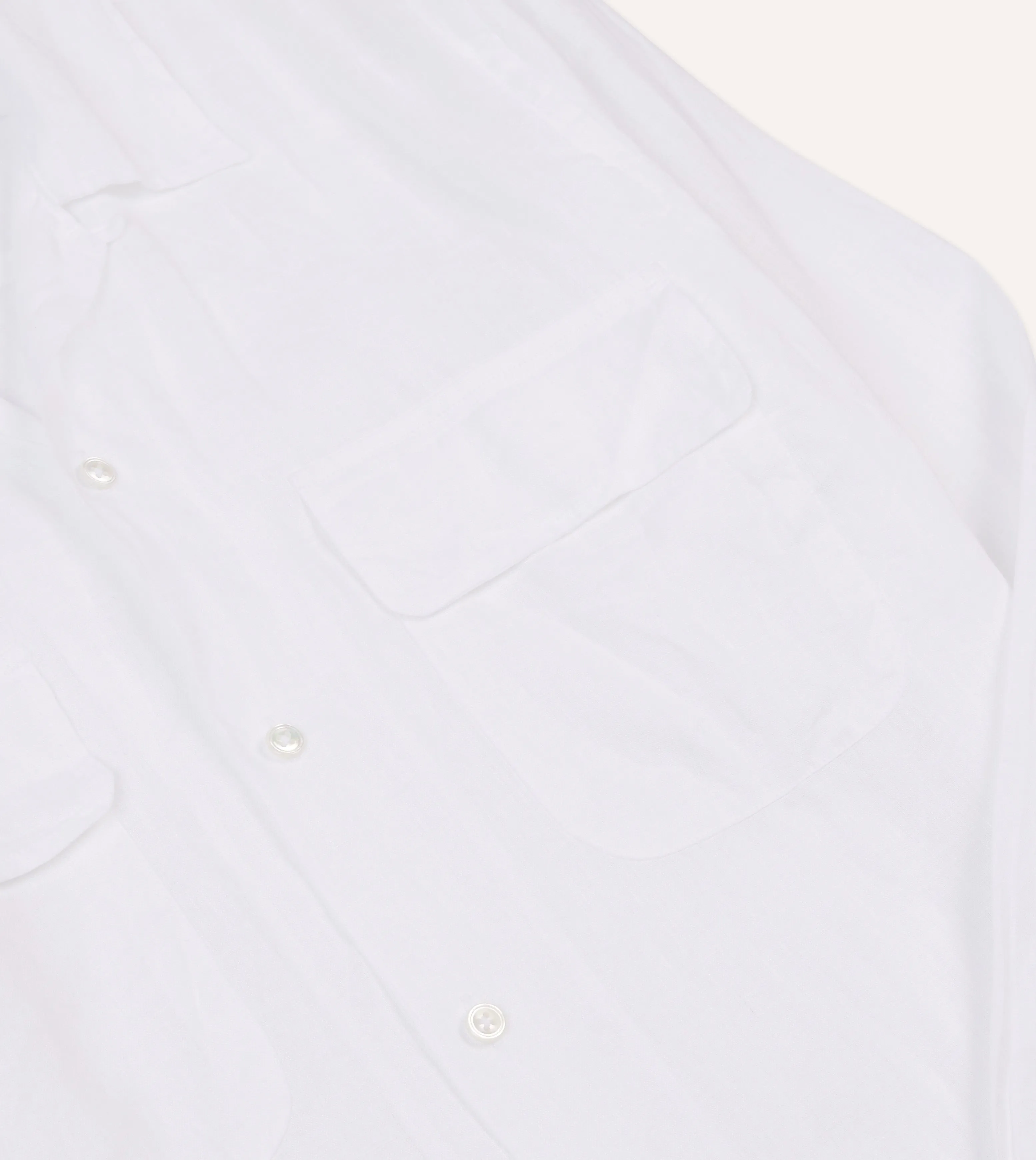 White Linen Camp Collar Long Sleeve Shirt