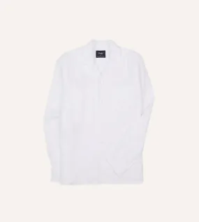 White Linen Camp Collar Long Sleeve Shirt