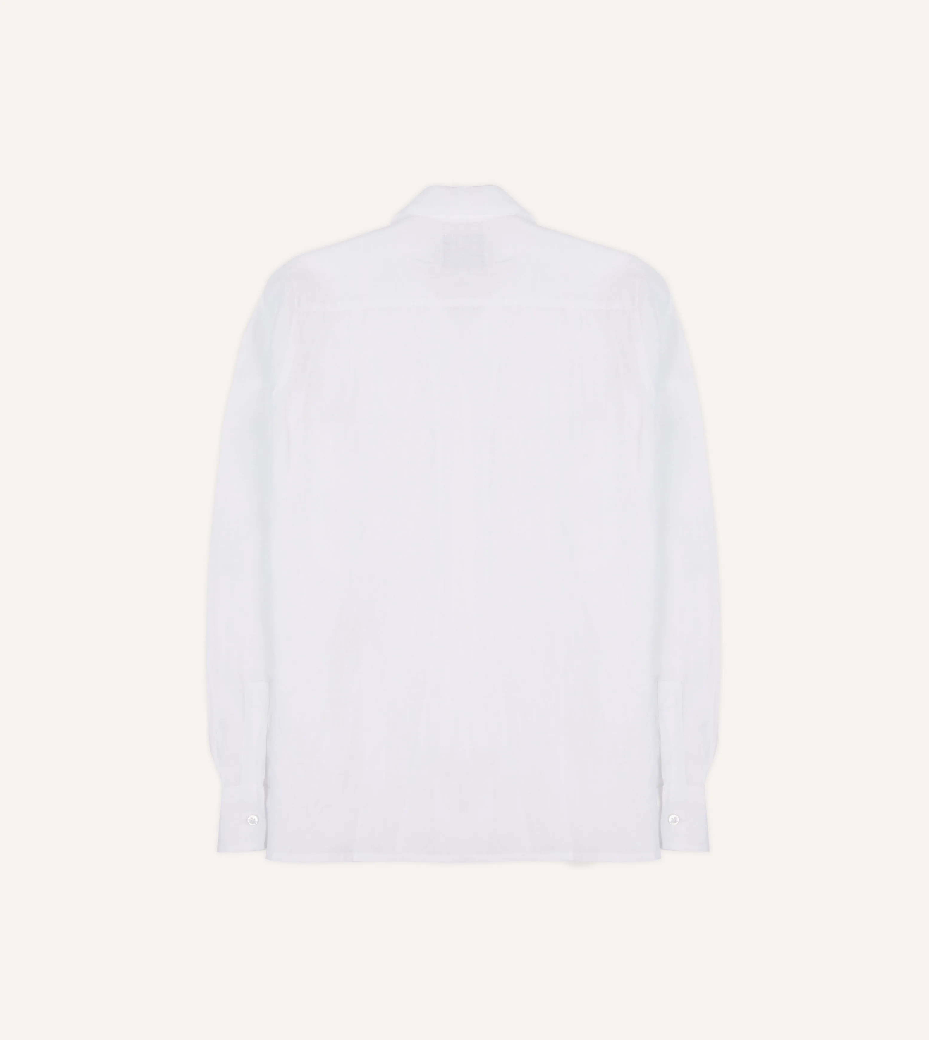 White Linen Camp Collar Long Sleeve Shirt