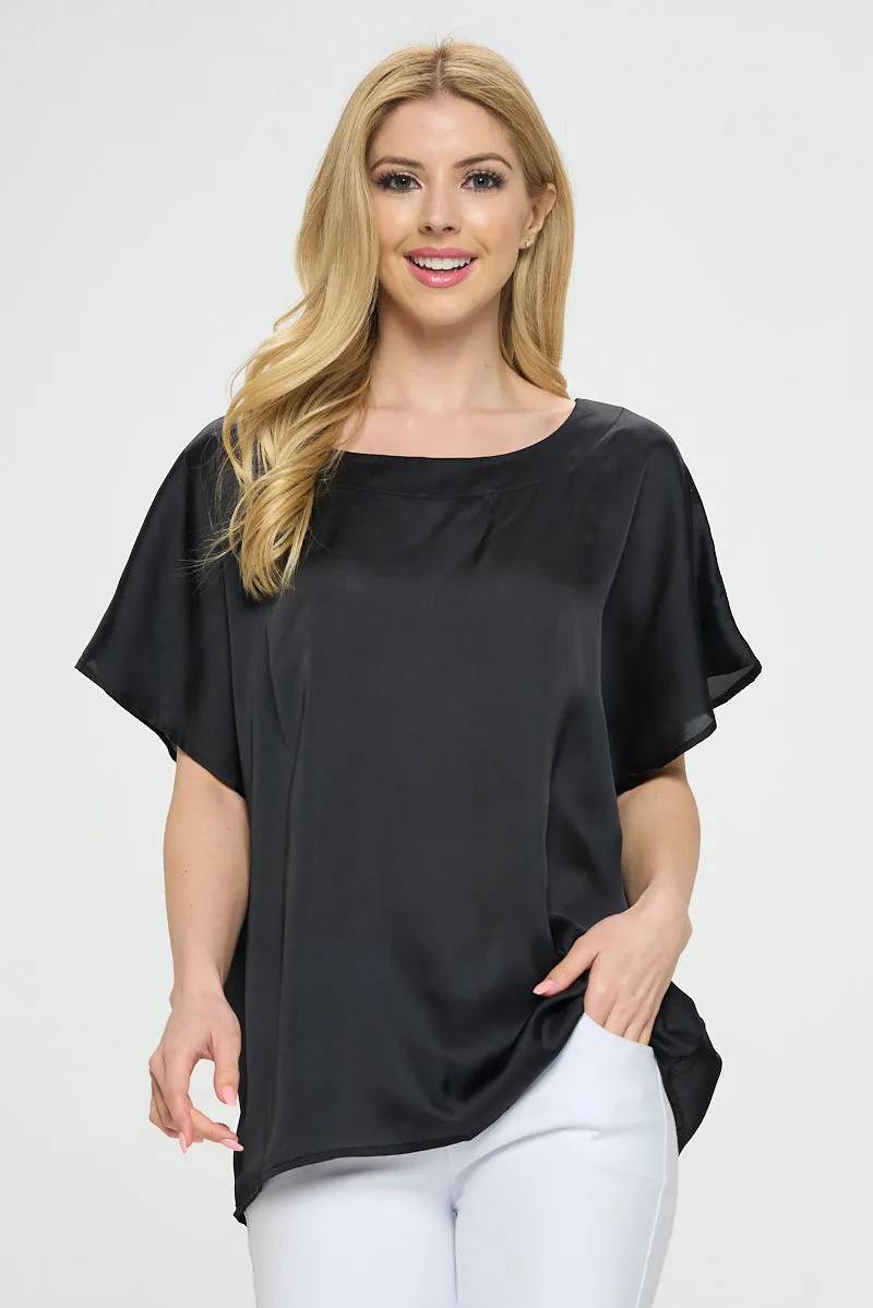 Women’s Satin Short-Sleeve Blouse