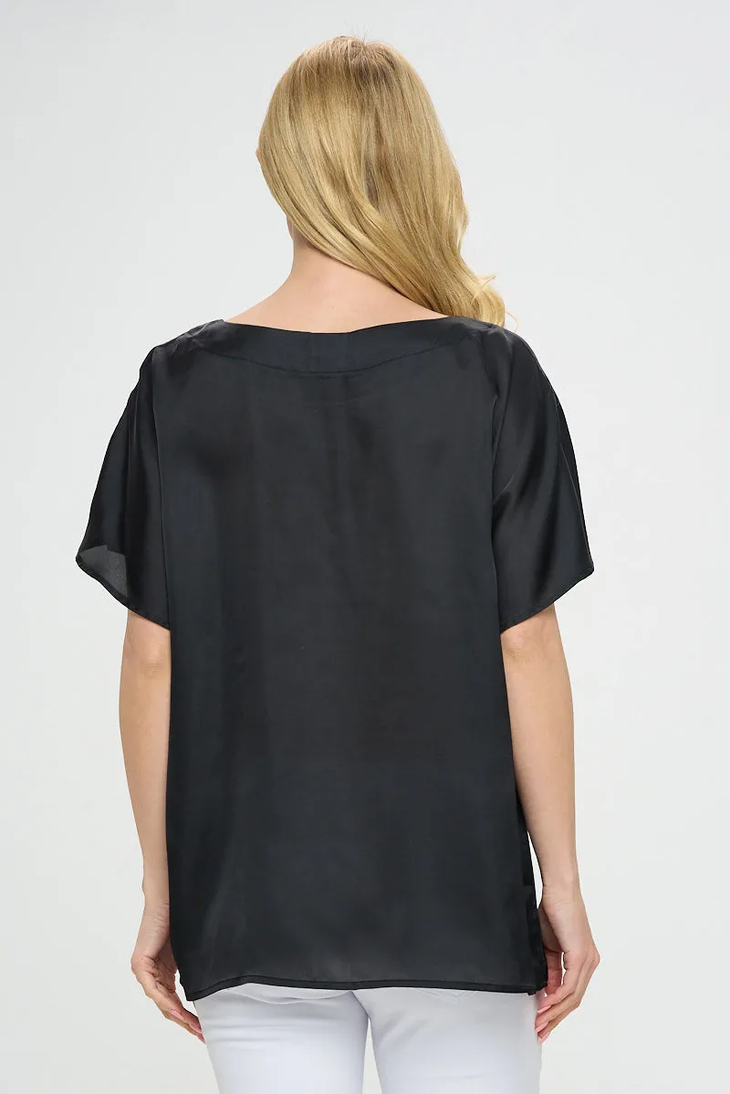 Women’s Satin Short-Sleeve Blouse