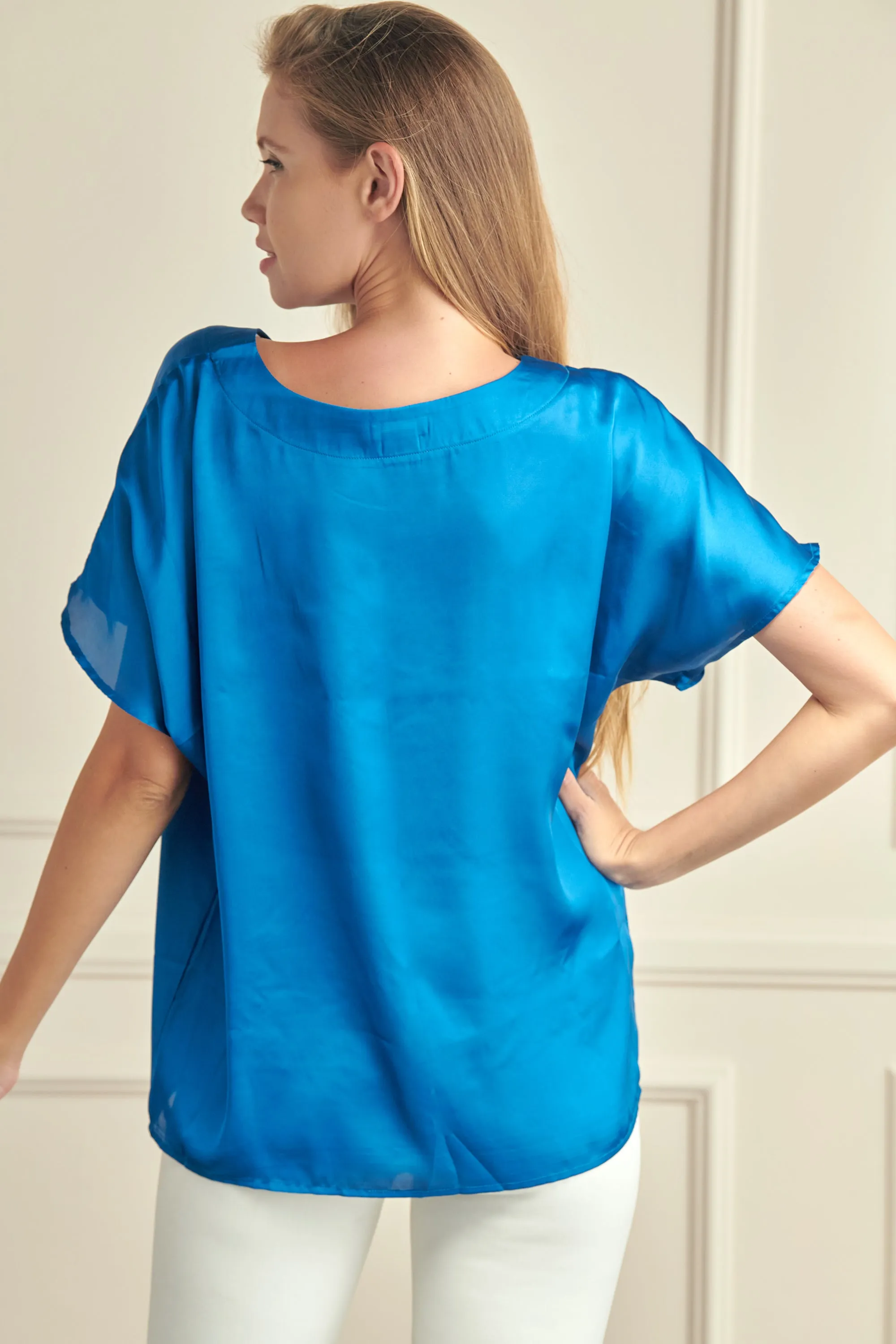 Women’s Satin Short-Sleeve Blouse