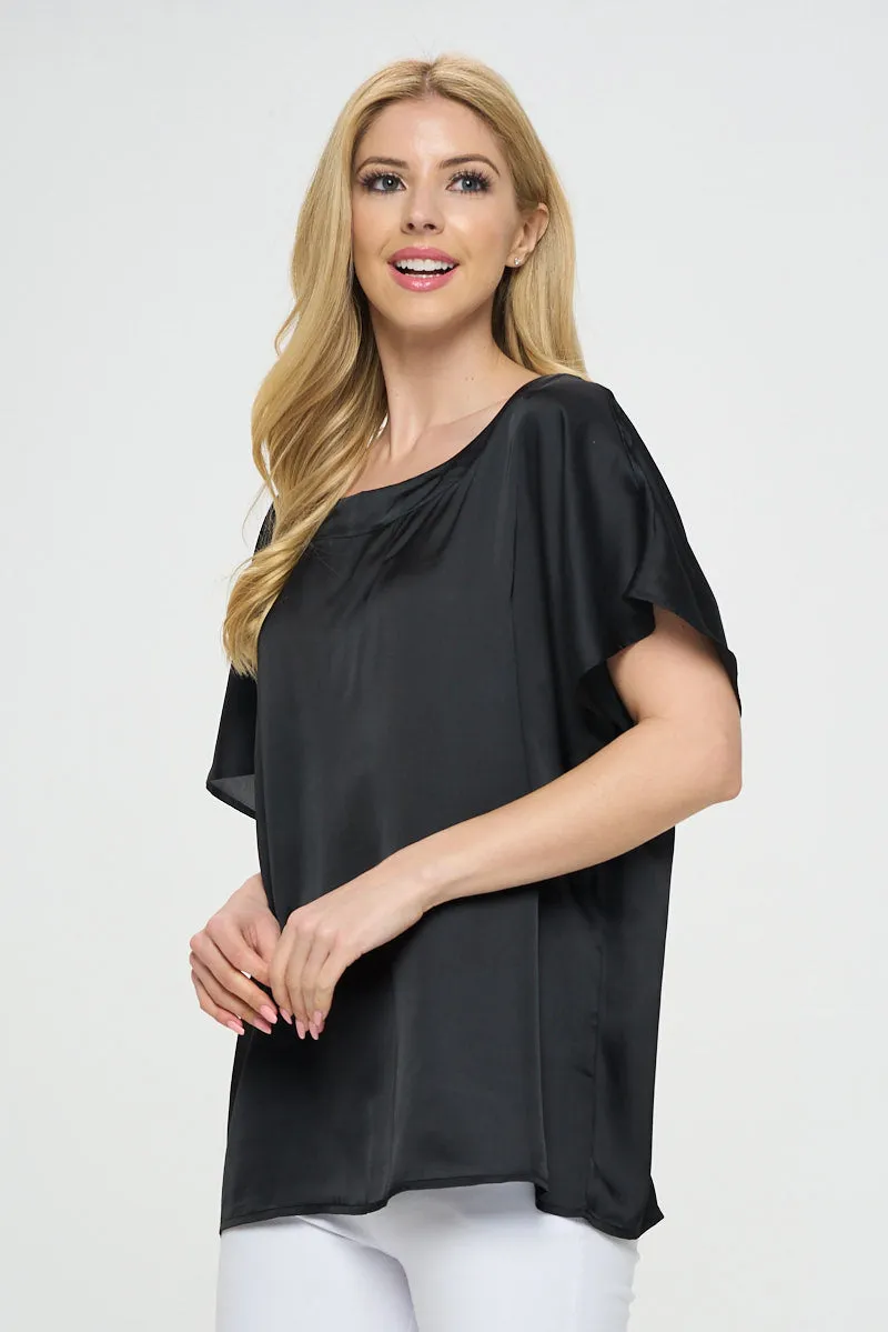 Women’s Satin Short-Sleeve Blouse