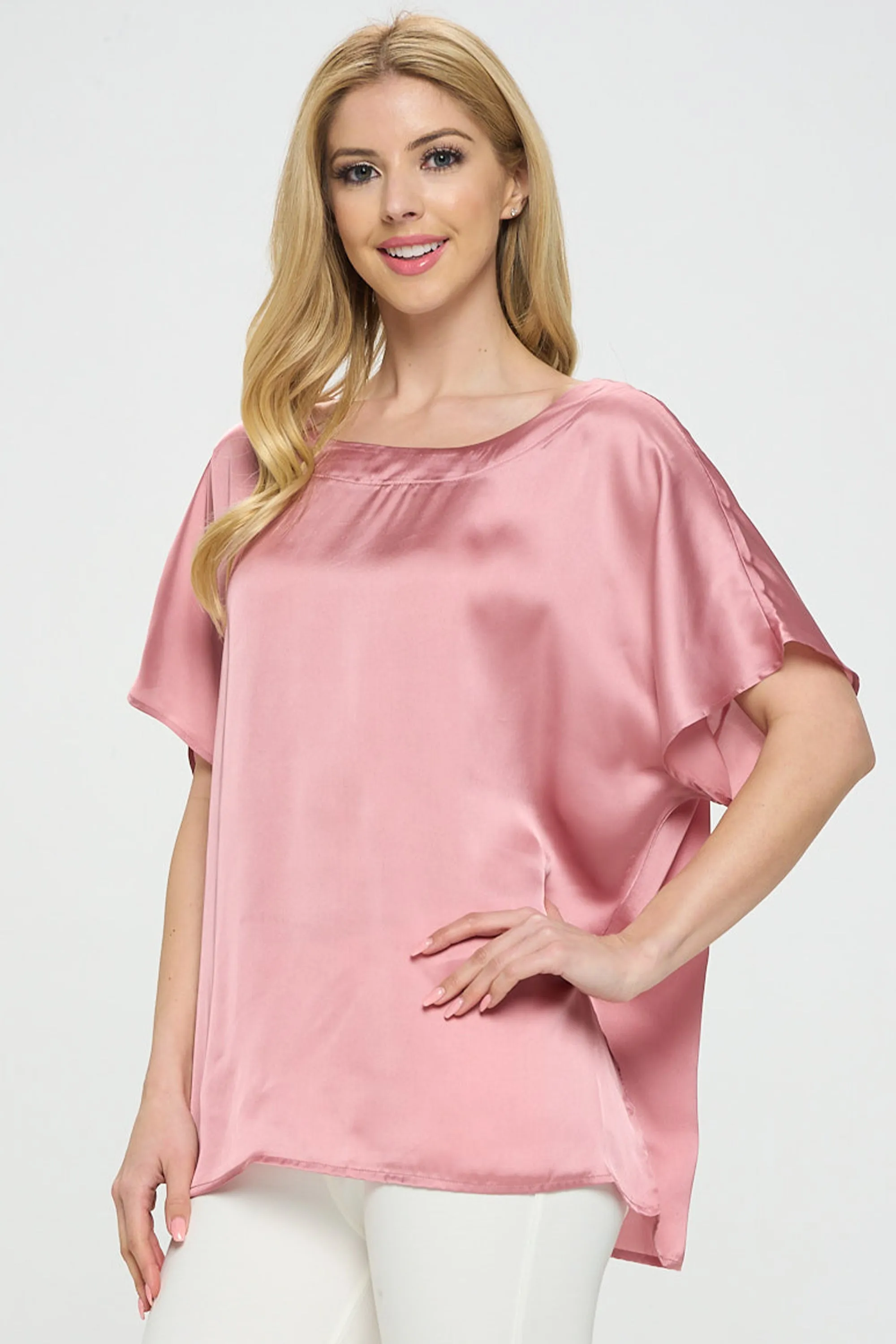 Women’s Satin Short-Sleeve Blouse