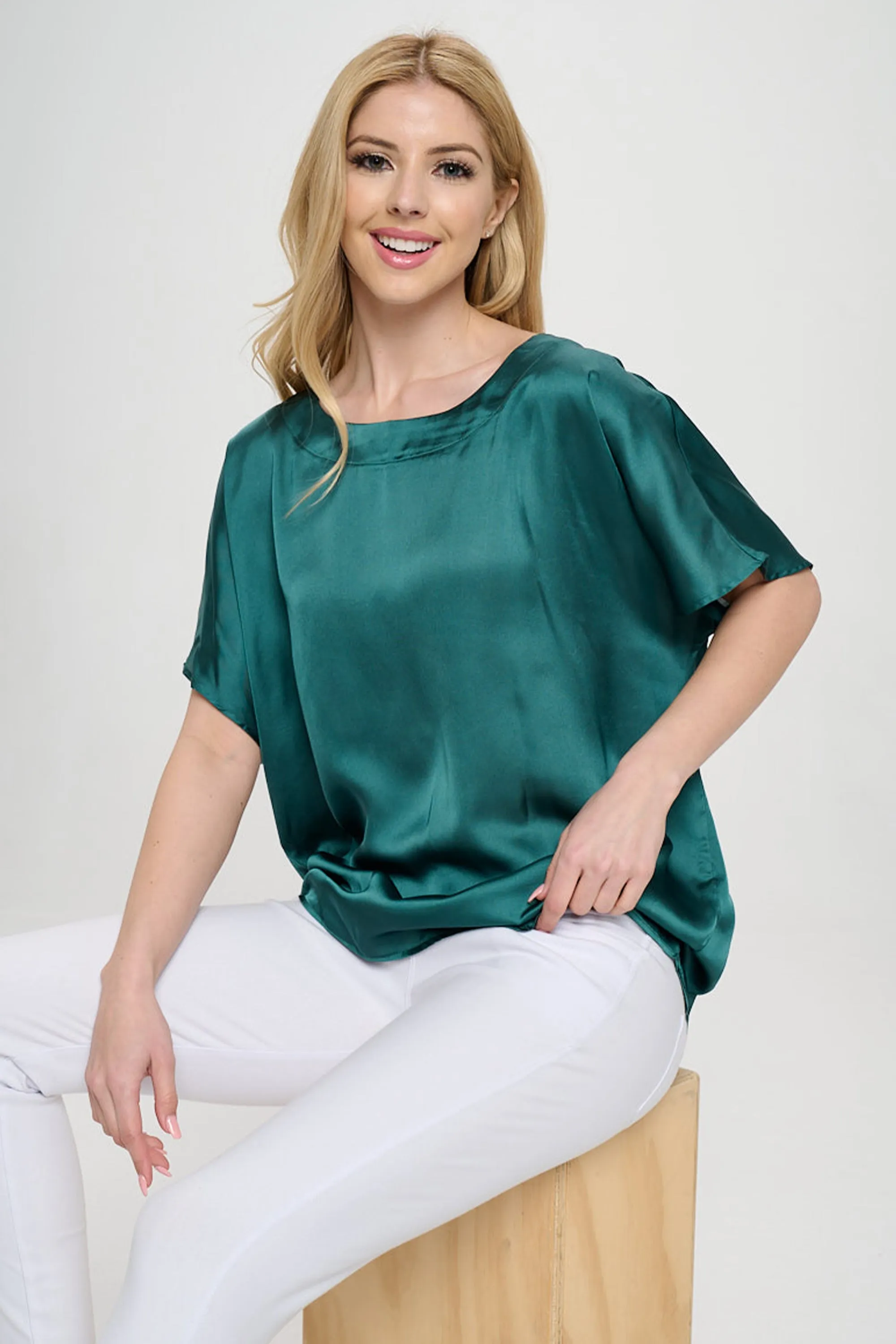 Women’s Satin Short-Sleeve Blouse