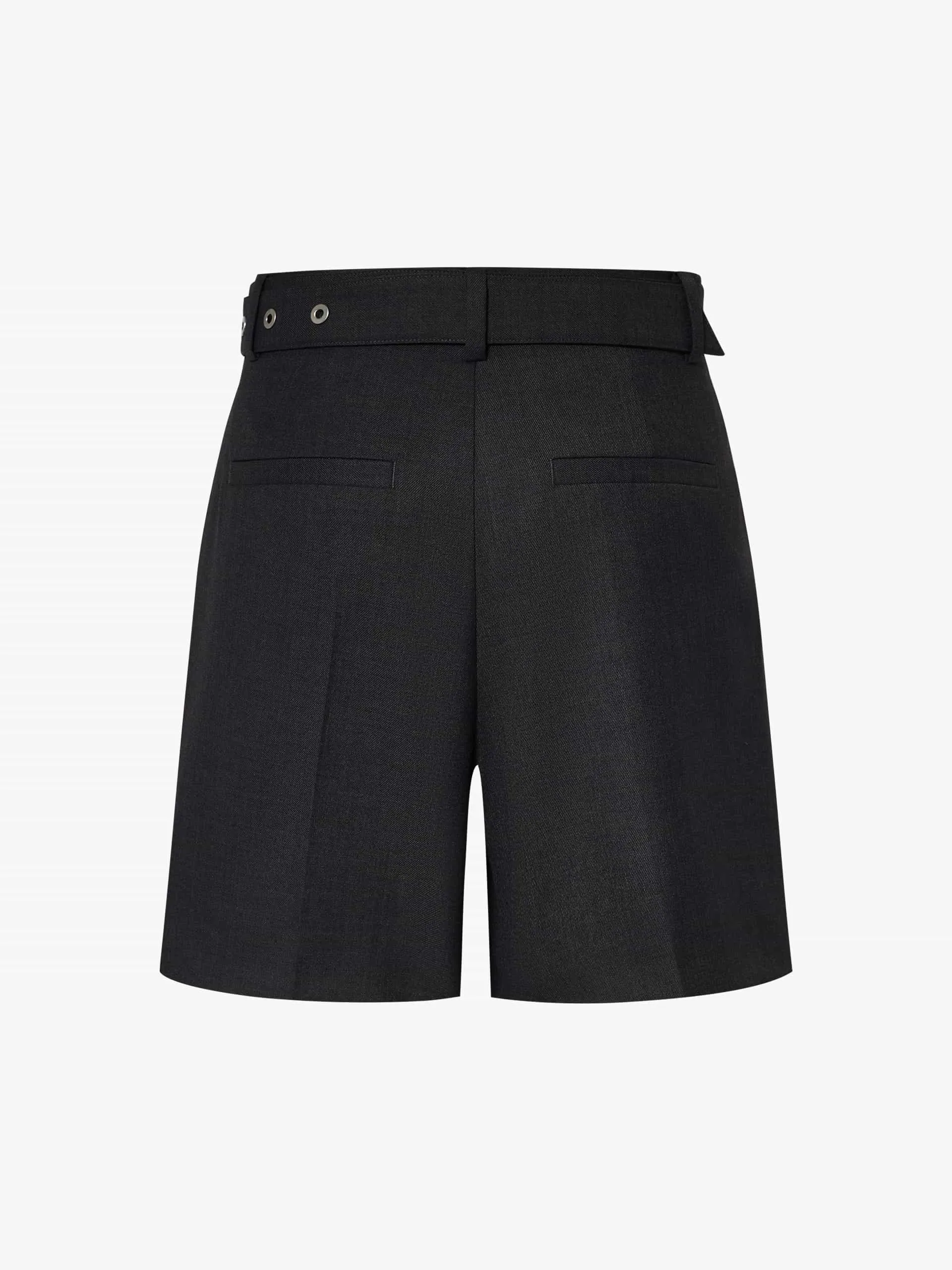 Wool Blend Belt Shorts