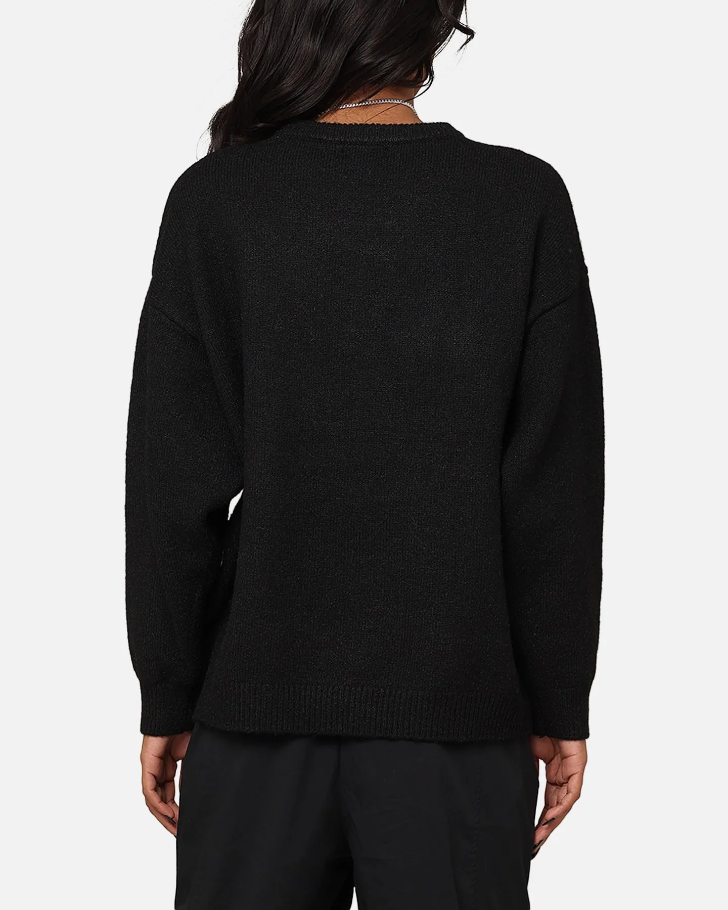 X-Girl Women's Drop Stitch Oversized Knit Crewneck Black