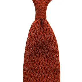 Zigzag Silk Knit Tie - Rust