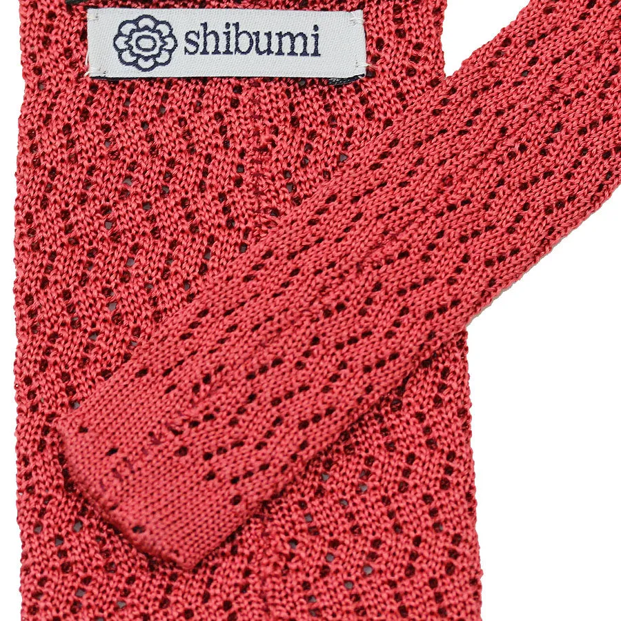 Zigzag Silk Knit Tie - Salmon